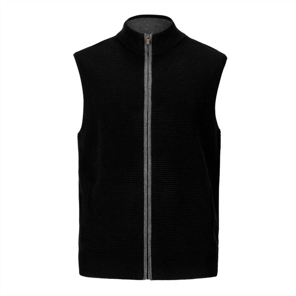NEW F/X FUSION men's solid ottoman full zip vest in black